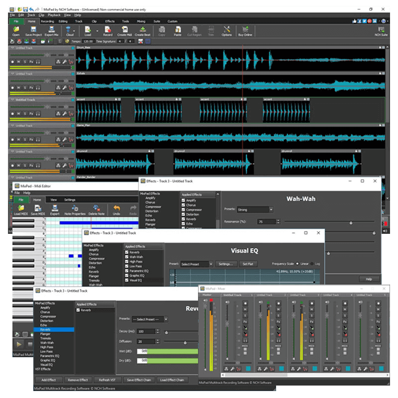 MixPad multitrack opname, audio mixen en muziek mash up software